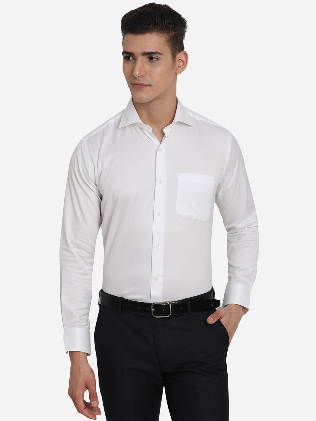 

JADE BLUE Men White Custom Casual Shirt