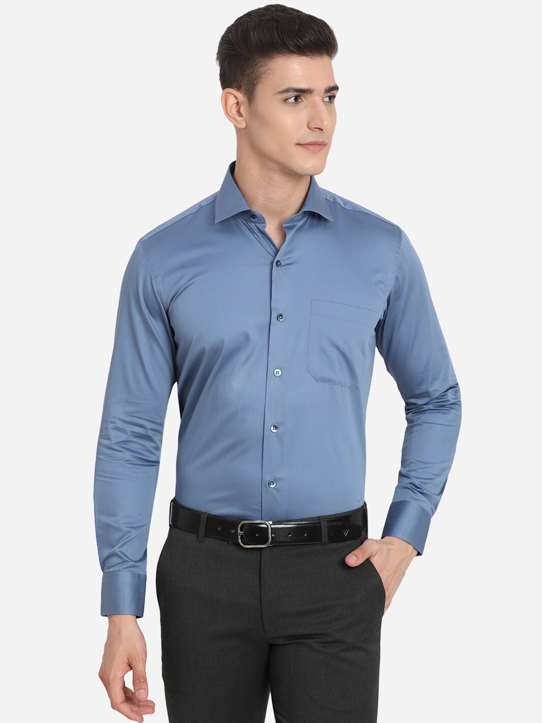 

METAL Men Blue Custom Slim Fit Casual Shirt