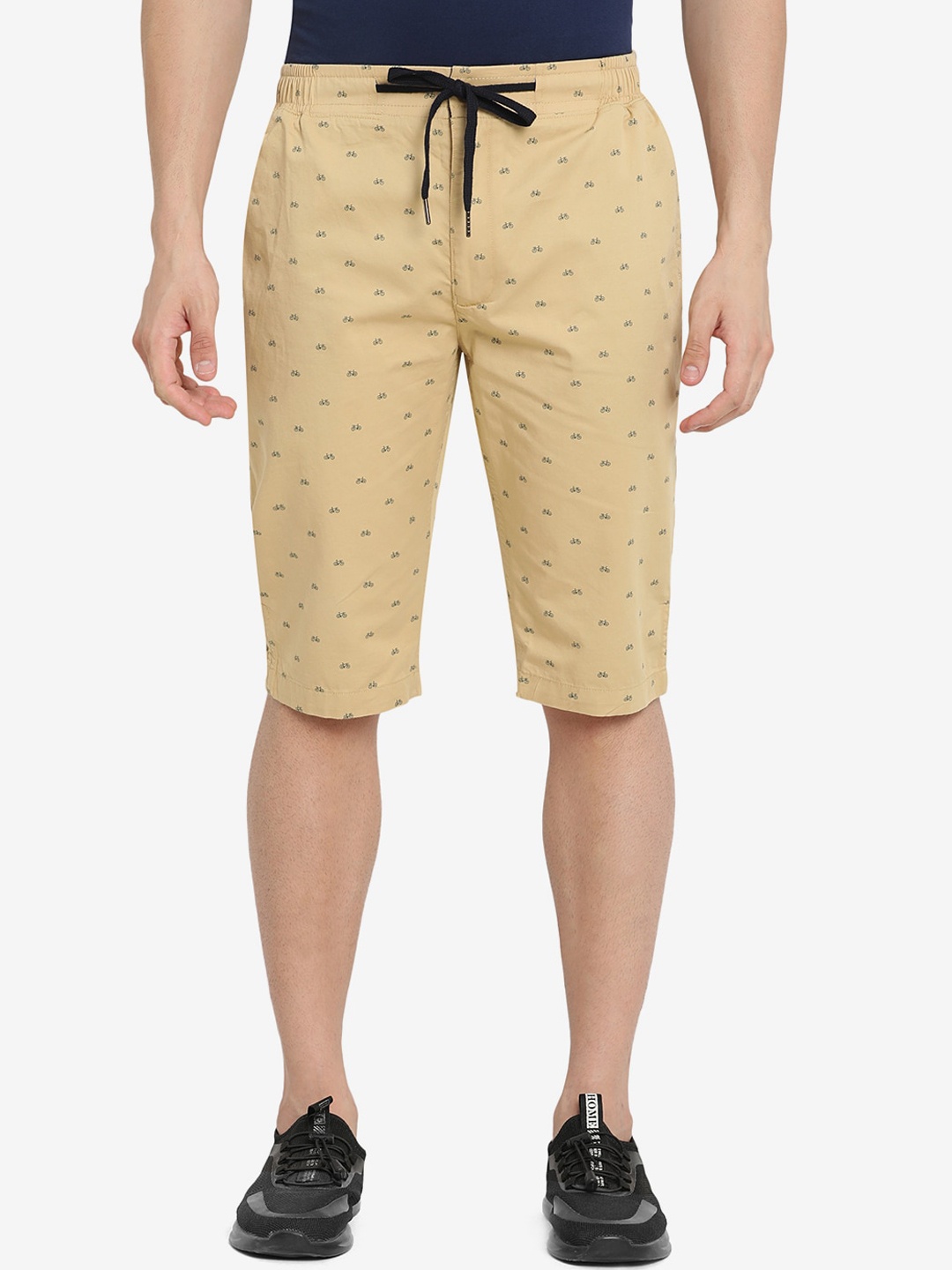 

JADE BLUE Men Khaki Printed Slim Fit Shorts