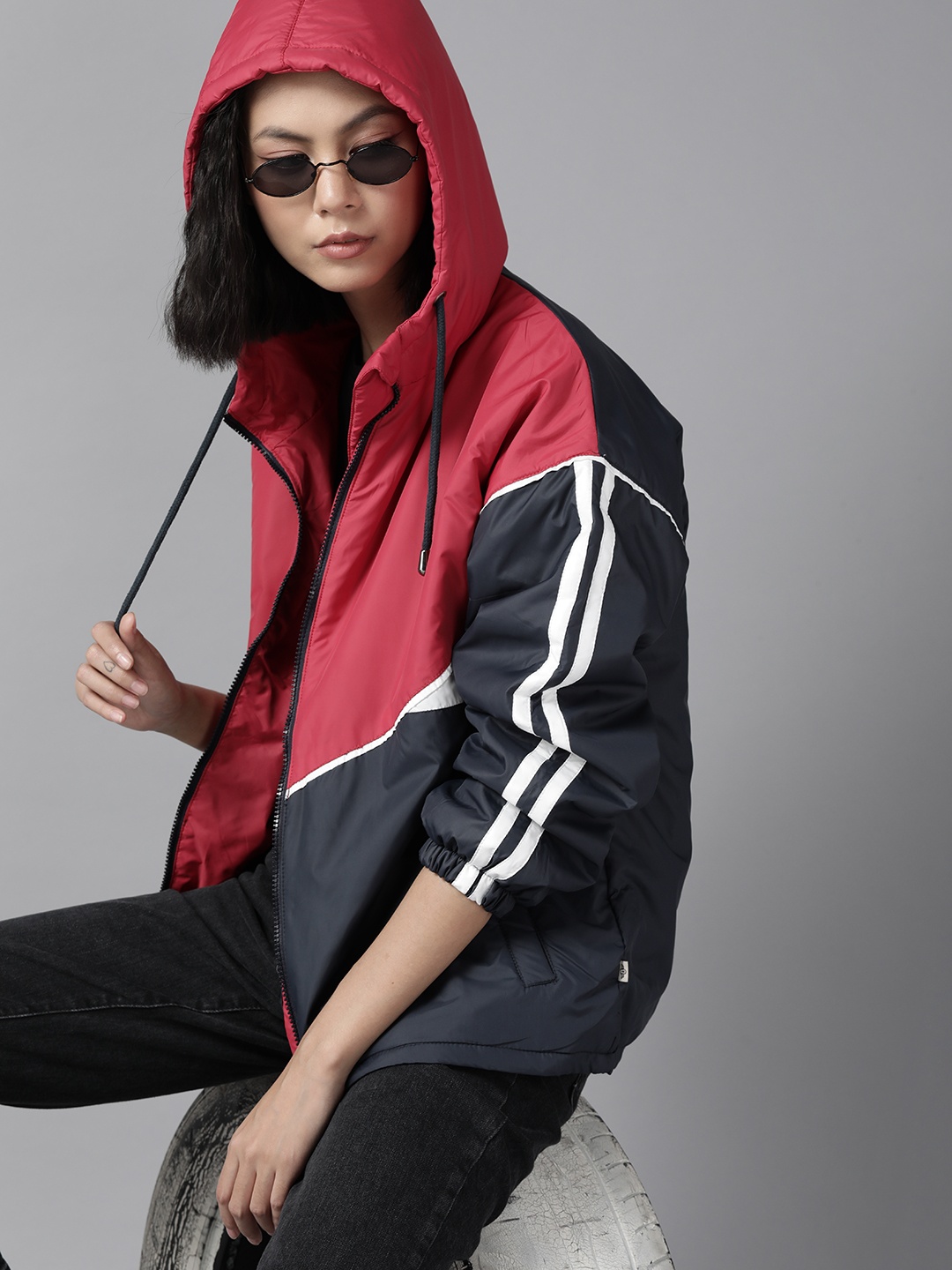 

Roadster Women Colourblocked Padded Jacket, Black