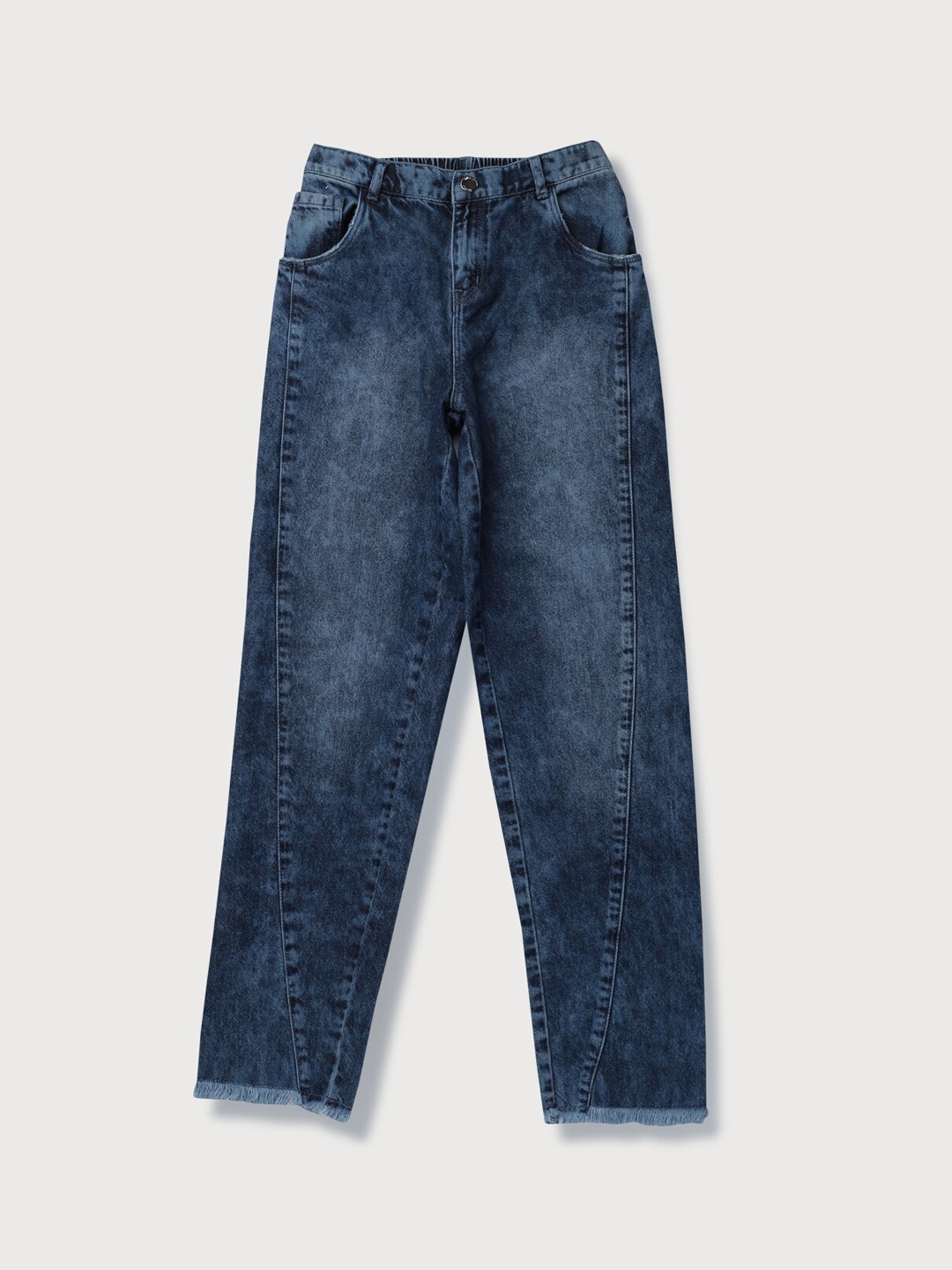 

Gini and Jony Girls Navy Blue Mildly Distressed Heavy Fade Jeans