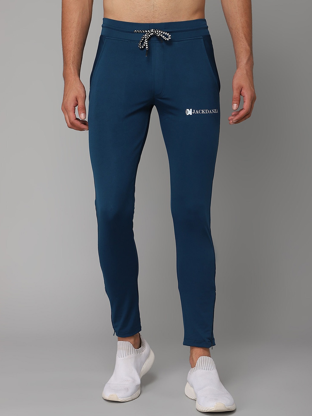 

JACKDANZA Men Blue Solid Slim-Fit Trapped Track Pants