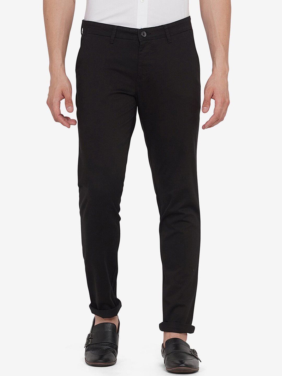 

Greenfibre Men Black Slim Fit Chinos Trousers