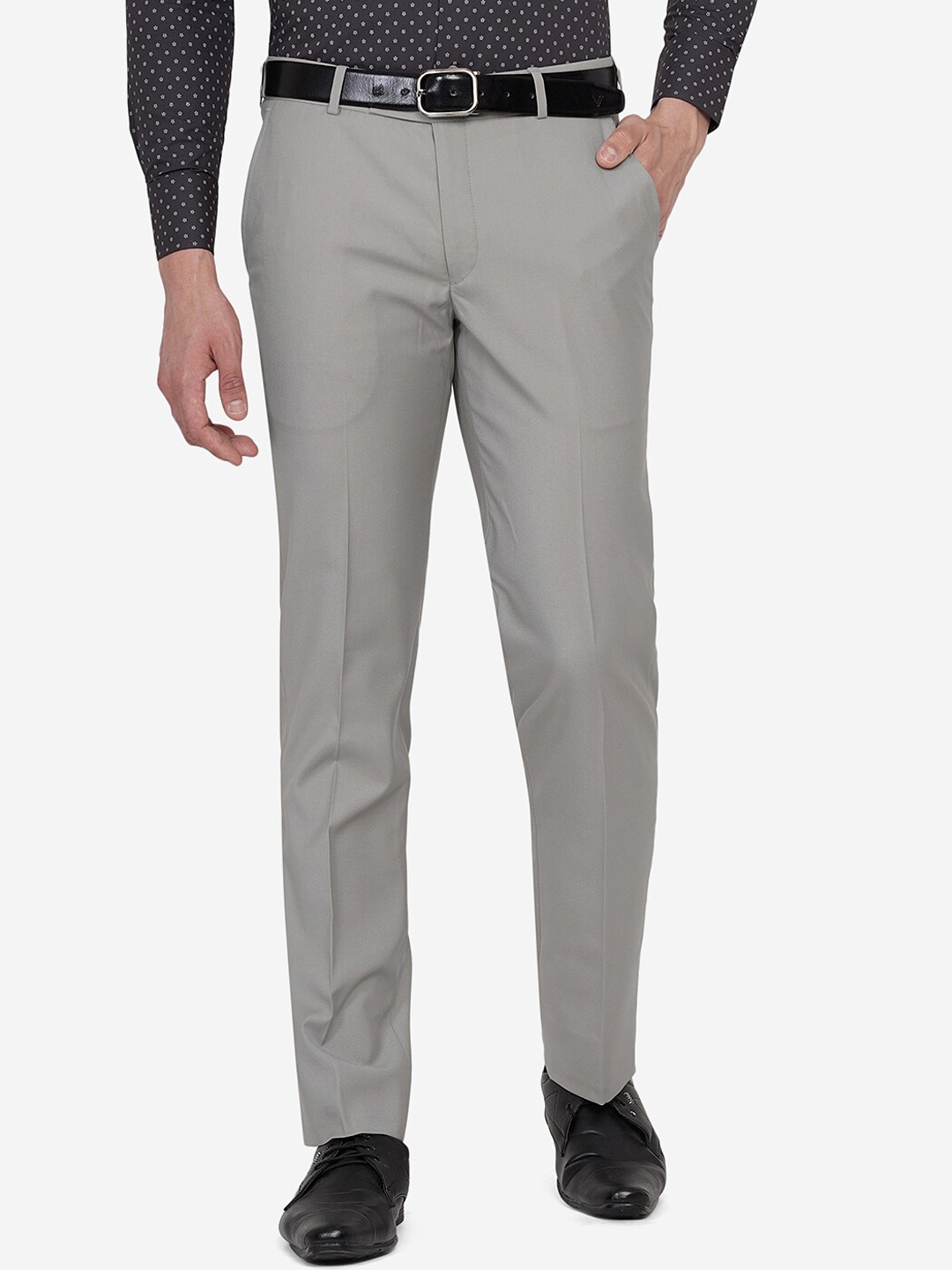 

Greenfibre Men Grey Slim Fit Trousers