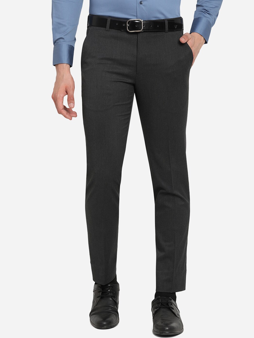 

JADE BLUE Men Black Slim Fit Chinos Trousers