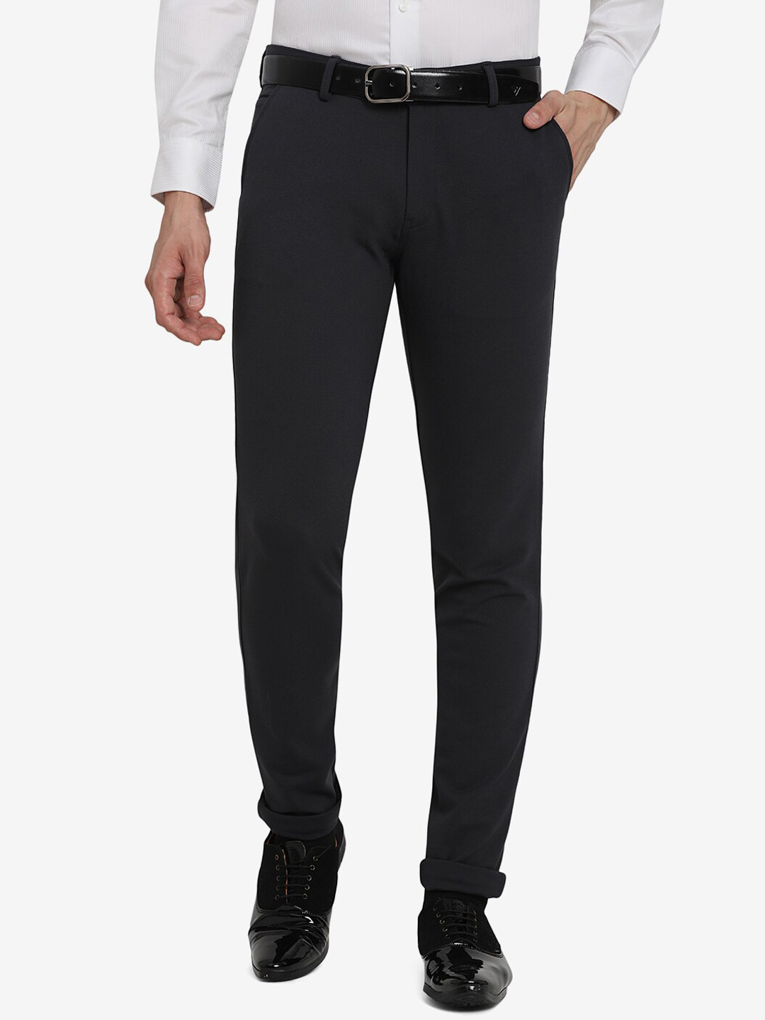 

JB STUDIO Men Blue Slim Fit Cotton Formal Trousers