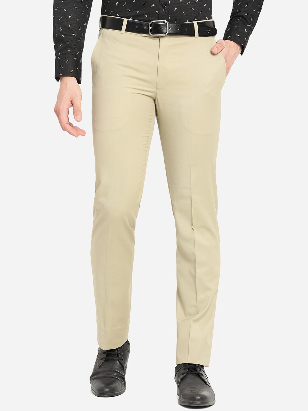 

METAL Men Beige Slim Fit Formal Trousers