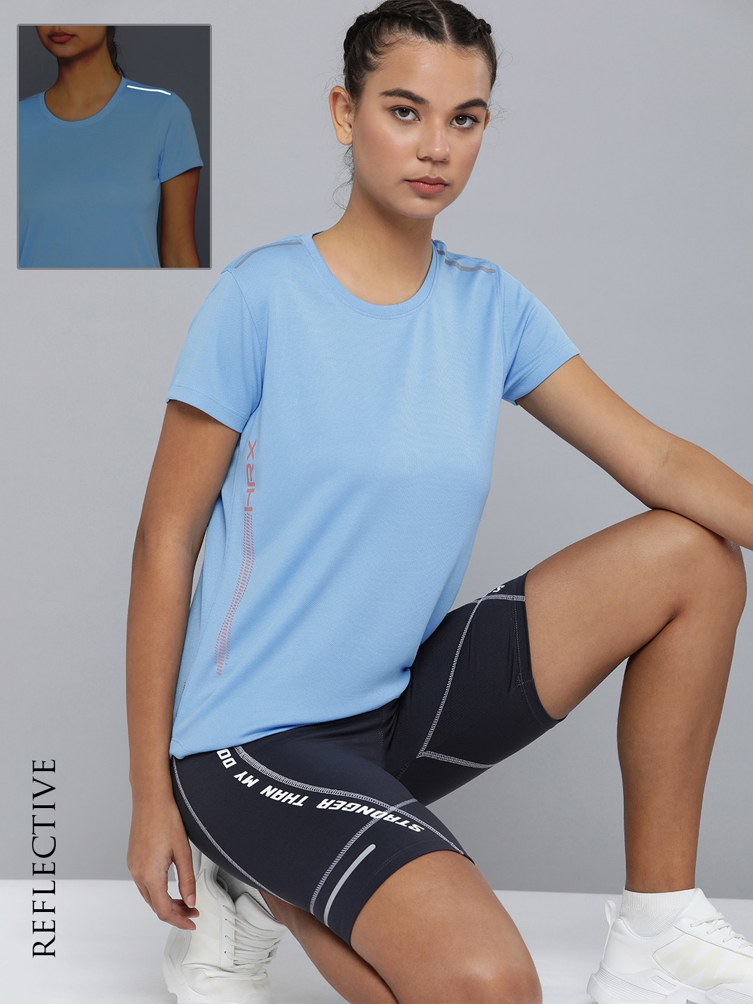 

HRX by Hrithik Roshan Women Sea Green Brand Logo Printed T-shirt