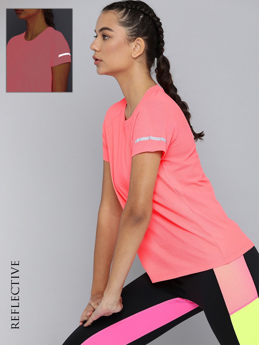 

HRX by Hrithik Roshan Women Pink Printed Rapid-Dry T-shirt with Reflective Strips