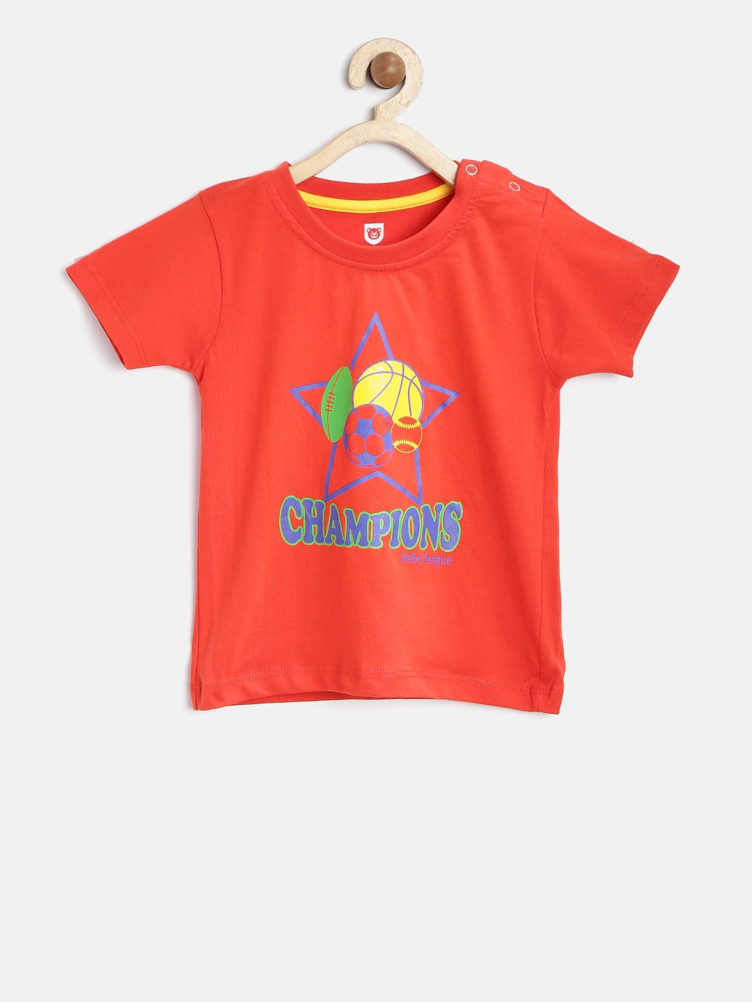 

Baby League Boys Red Printed Round Neck T-shirt