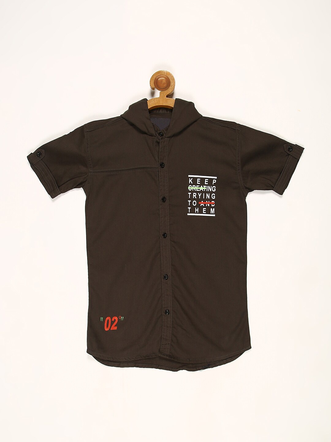 

V2 Value & Variety Boys Olive Green Printed Casual Shirt