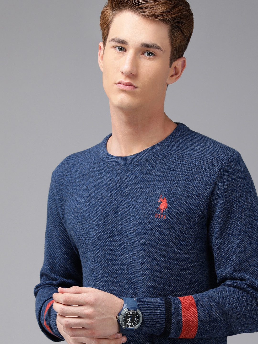 

U.S. Polo Assn. Men Blue Pure Cotton Pullover