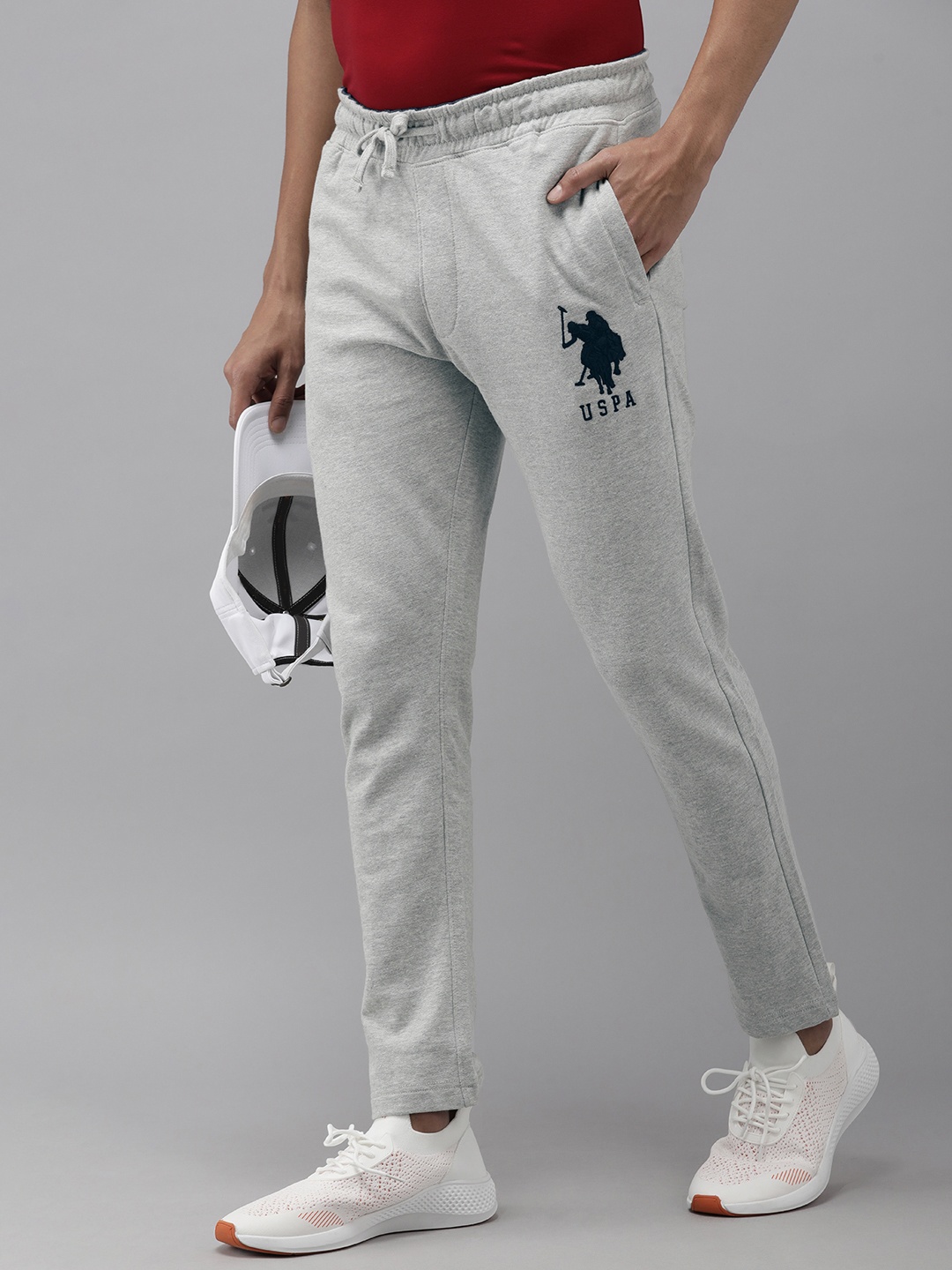 

U.S. Polo Assn. Men Slim Fit Solid Track Pants, Grey