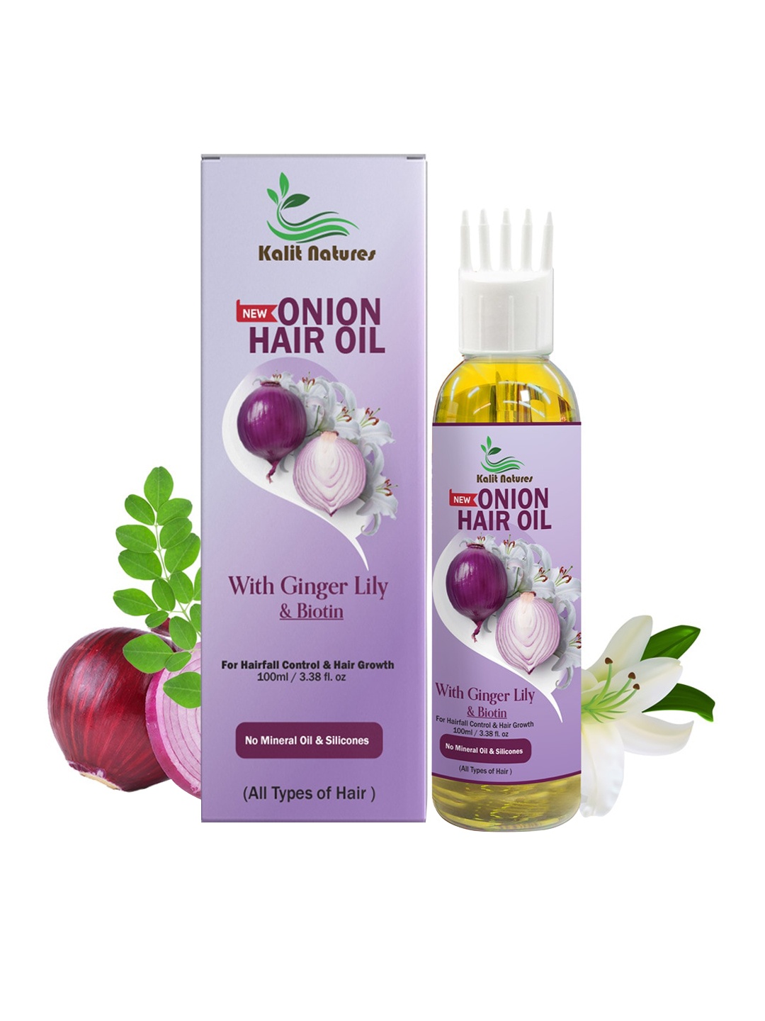 

Kalit Natures Onion Hair Oil with Ginger Lily & Biotin - 100 ml, Purple