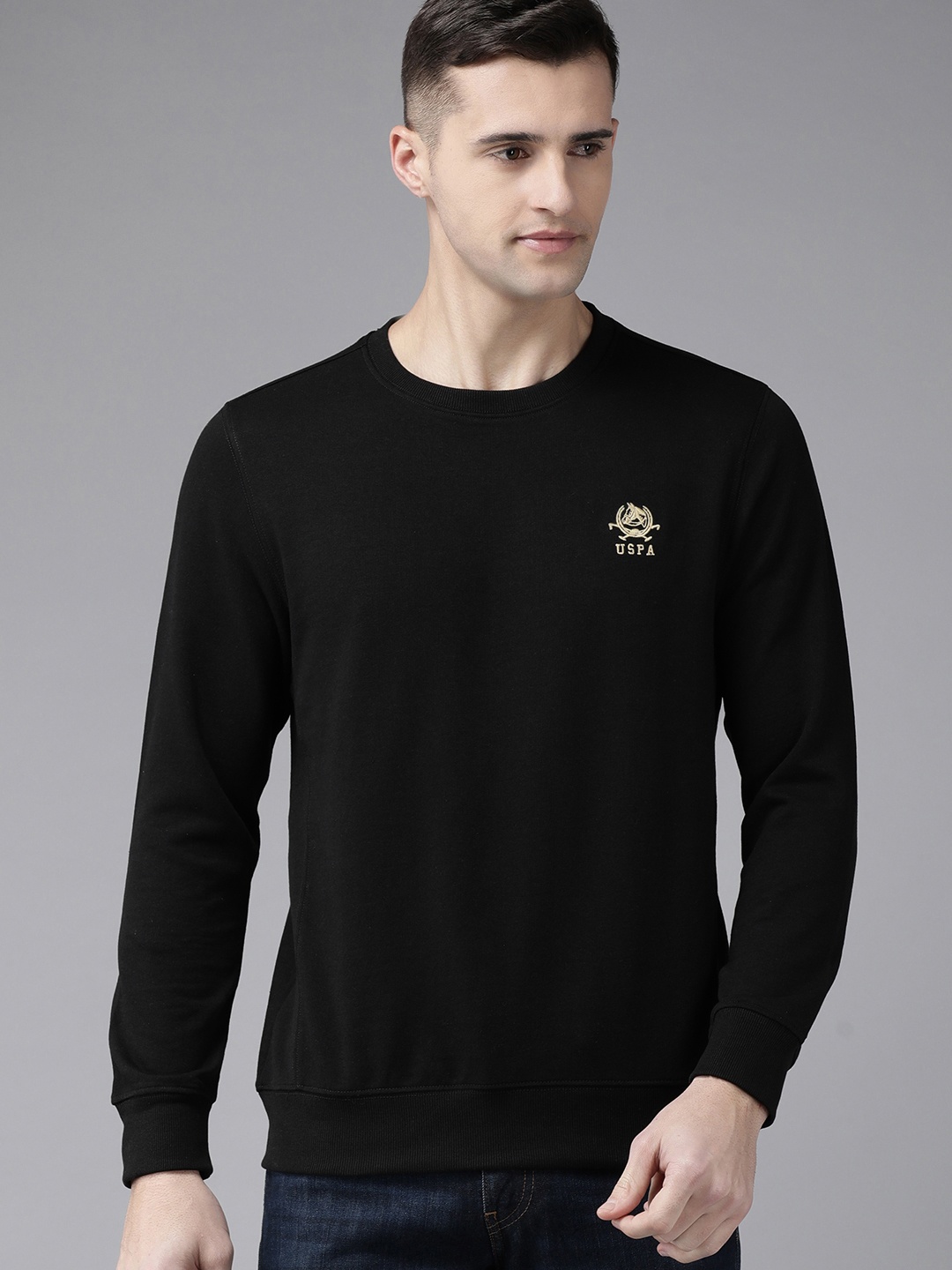 

U.S. Polo Assn. Men Black Solid Sweatshirt