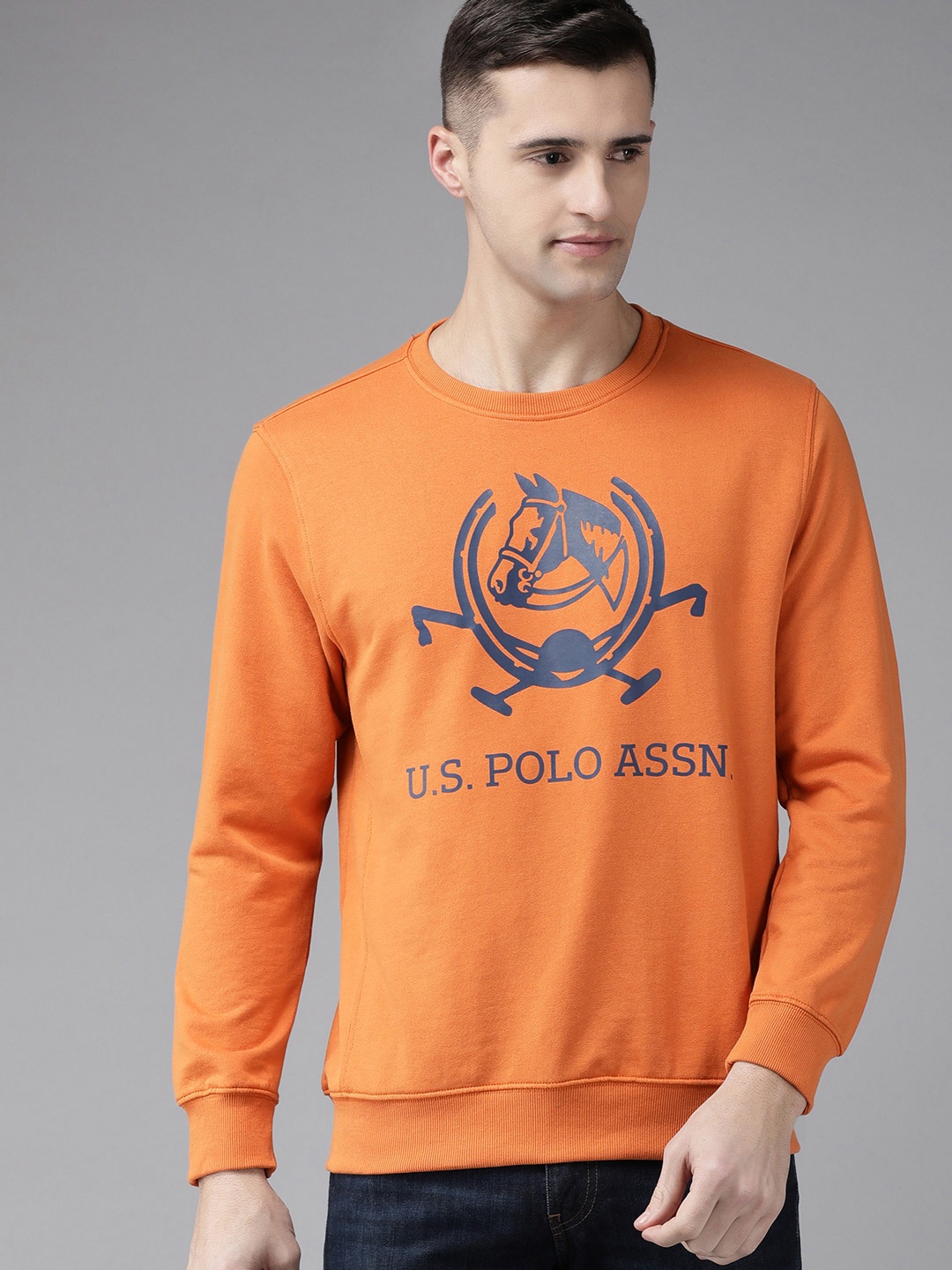 

U.S. Polo Assn. Men Orange Printed Sweatshirt