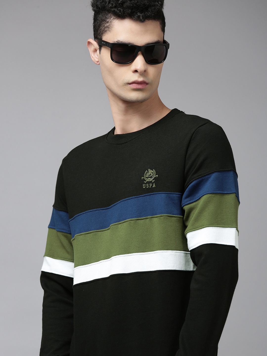 

U.S. Polo Assn. Men Black Striped Sweatshirt