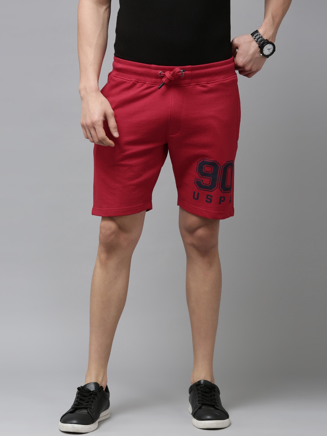 

U S Polo Assn Denim Co Men Red Brand Logo Printed Regular Shorts