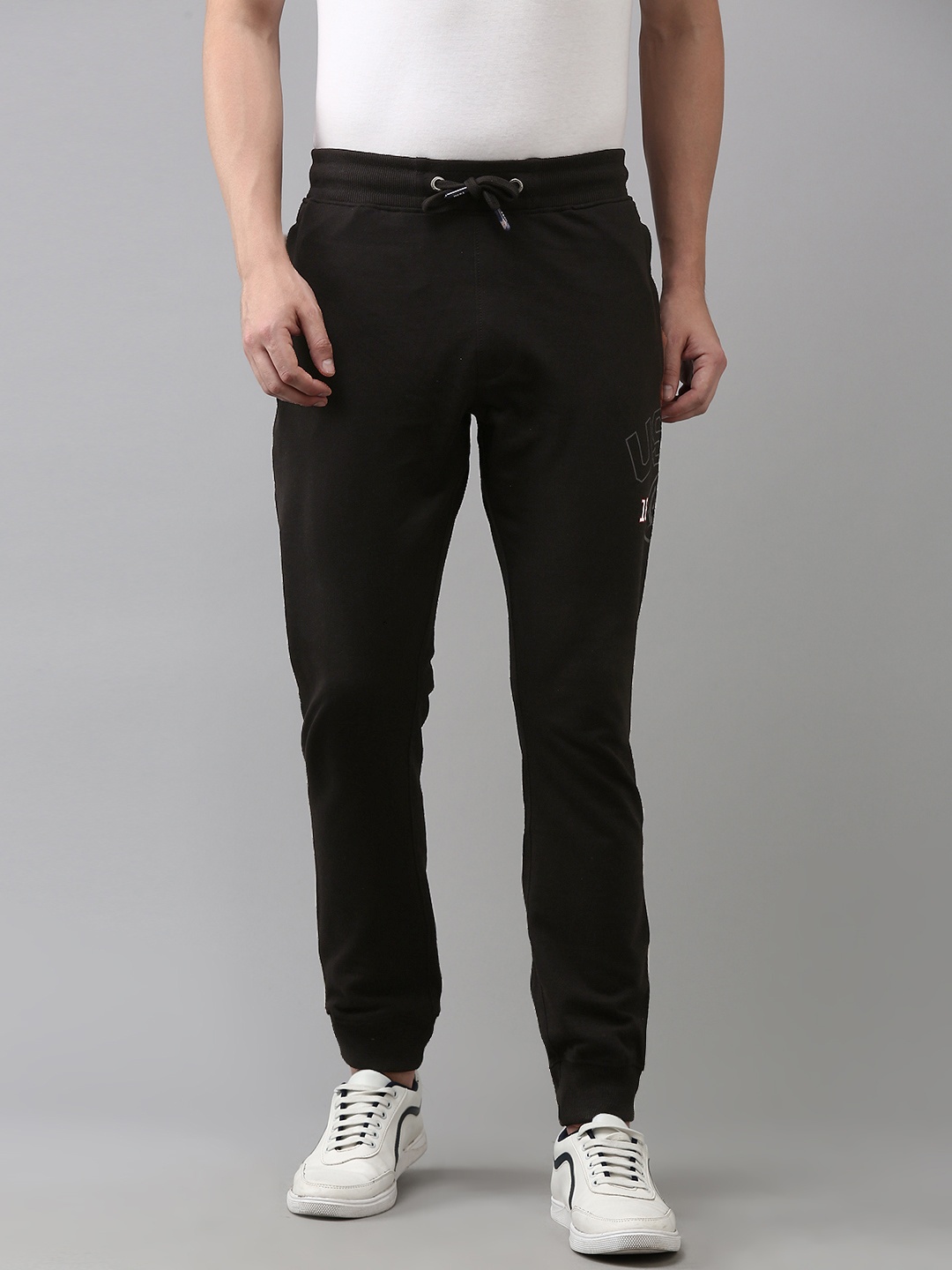 

U.S. Polo Assn. Denim Co. Men Black Brand Logo Printed Track Pants