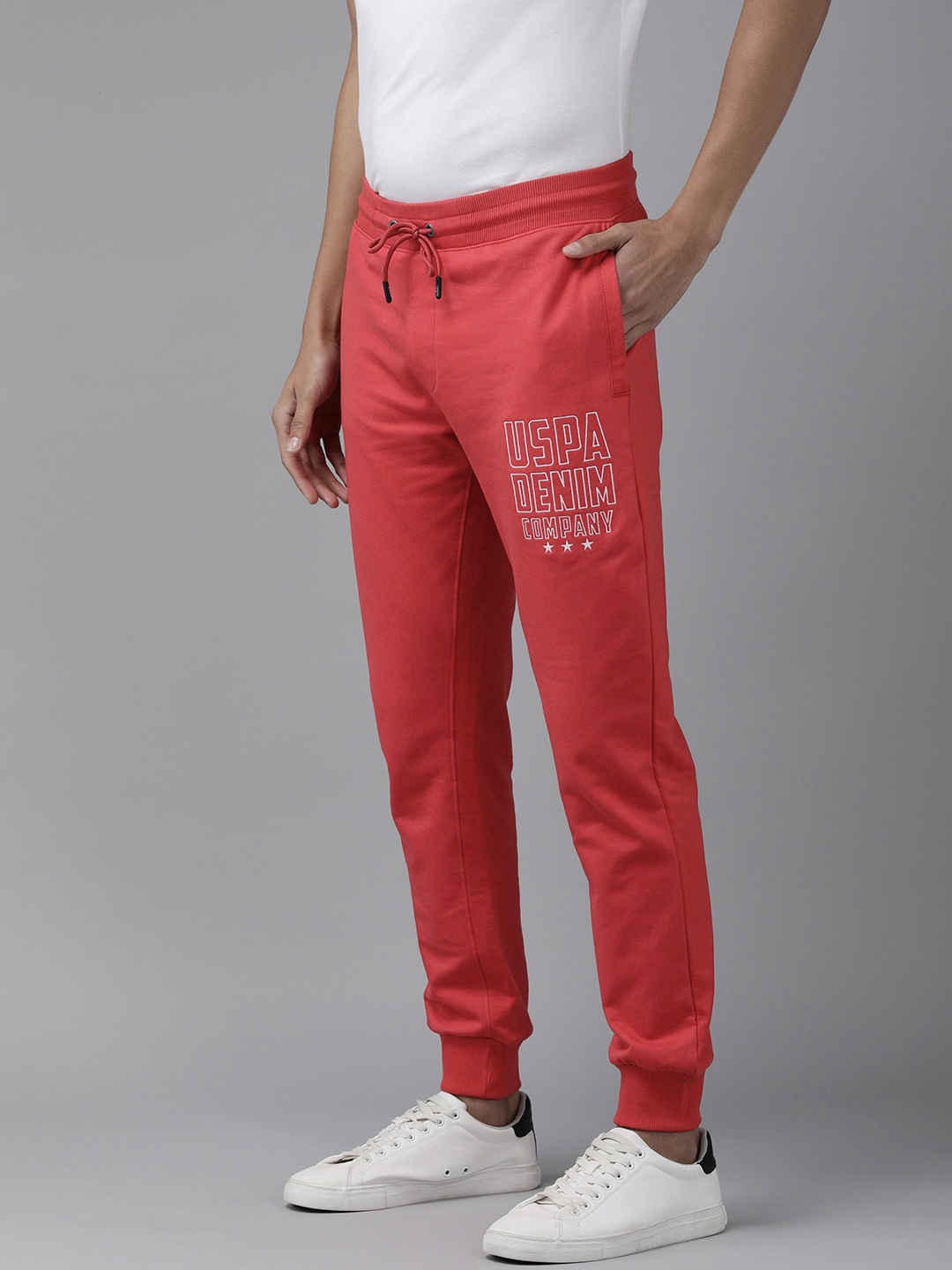 

U.S. Polo Assn. Denim Co. Men Red Brand Logo Printed Knitted Regular Joggers