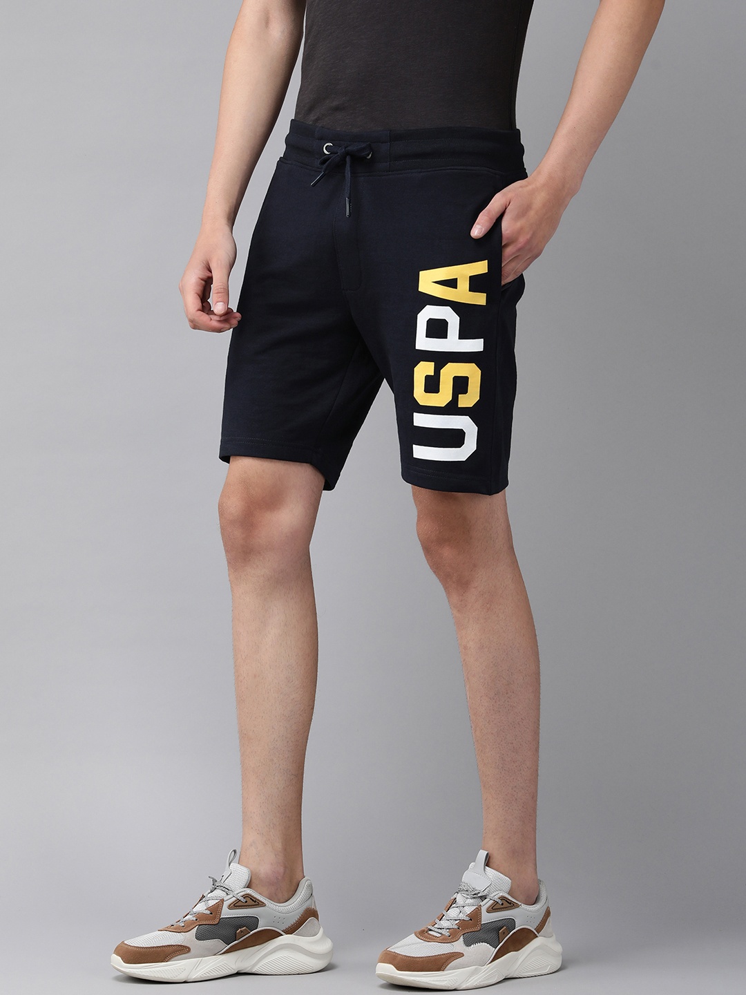 

U S Polo Assn Denim Co Men Navy Blue Brand Logo Printed Shorts