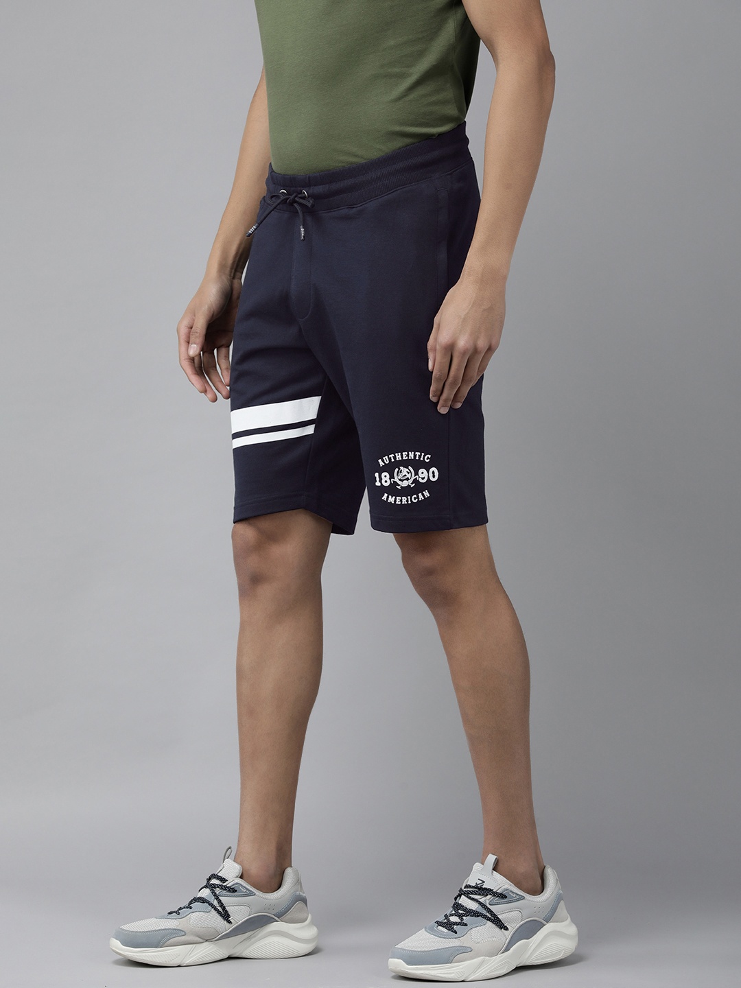 

U S Polo Assn Denim Co Men Navy Blue Striped Shorts
