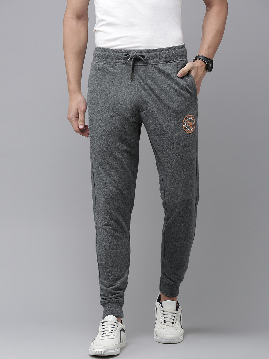 

U.S. Polo Assn. Denim Co. Men Charcoal Grey Printed Joggers