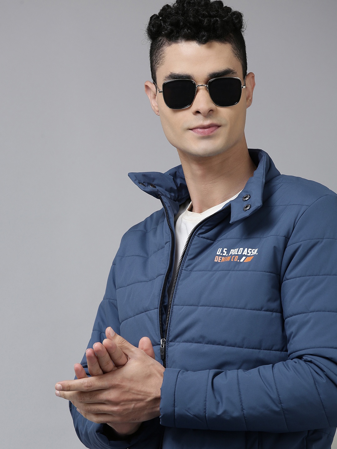 

U.S. Polo Assn. Men Blue Solid Puffer Jacket