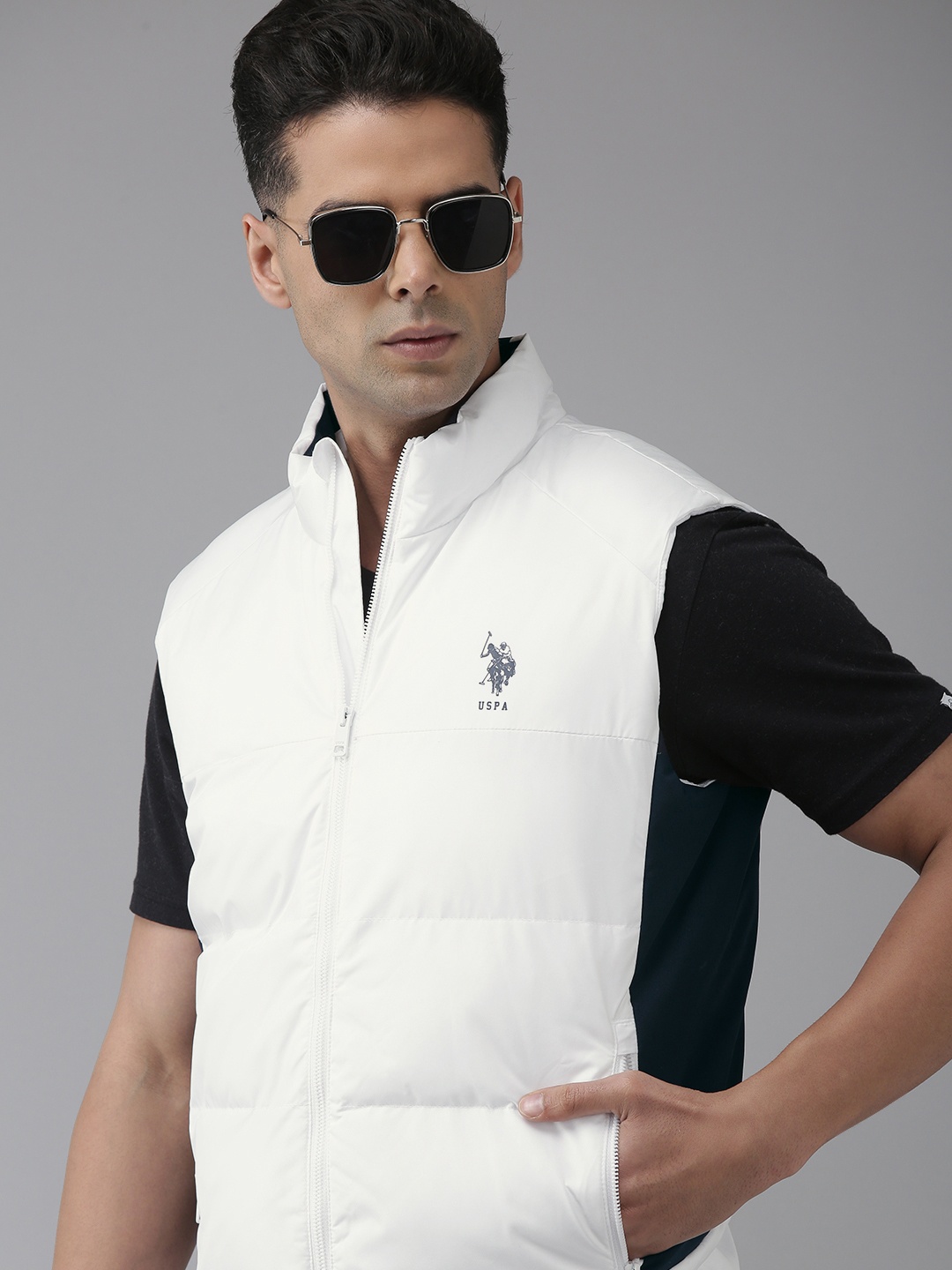 

U S Polo Assn Men White Solid Puffer Jacket