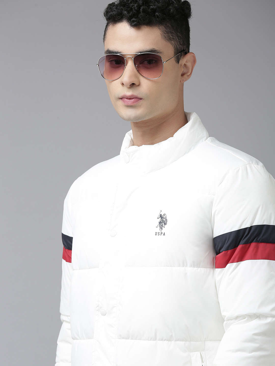 

U.S. Polo Assn. Men White Solid Cut & Sew Puffer Jacket