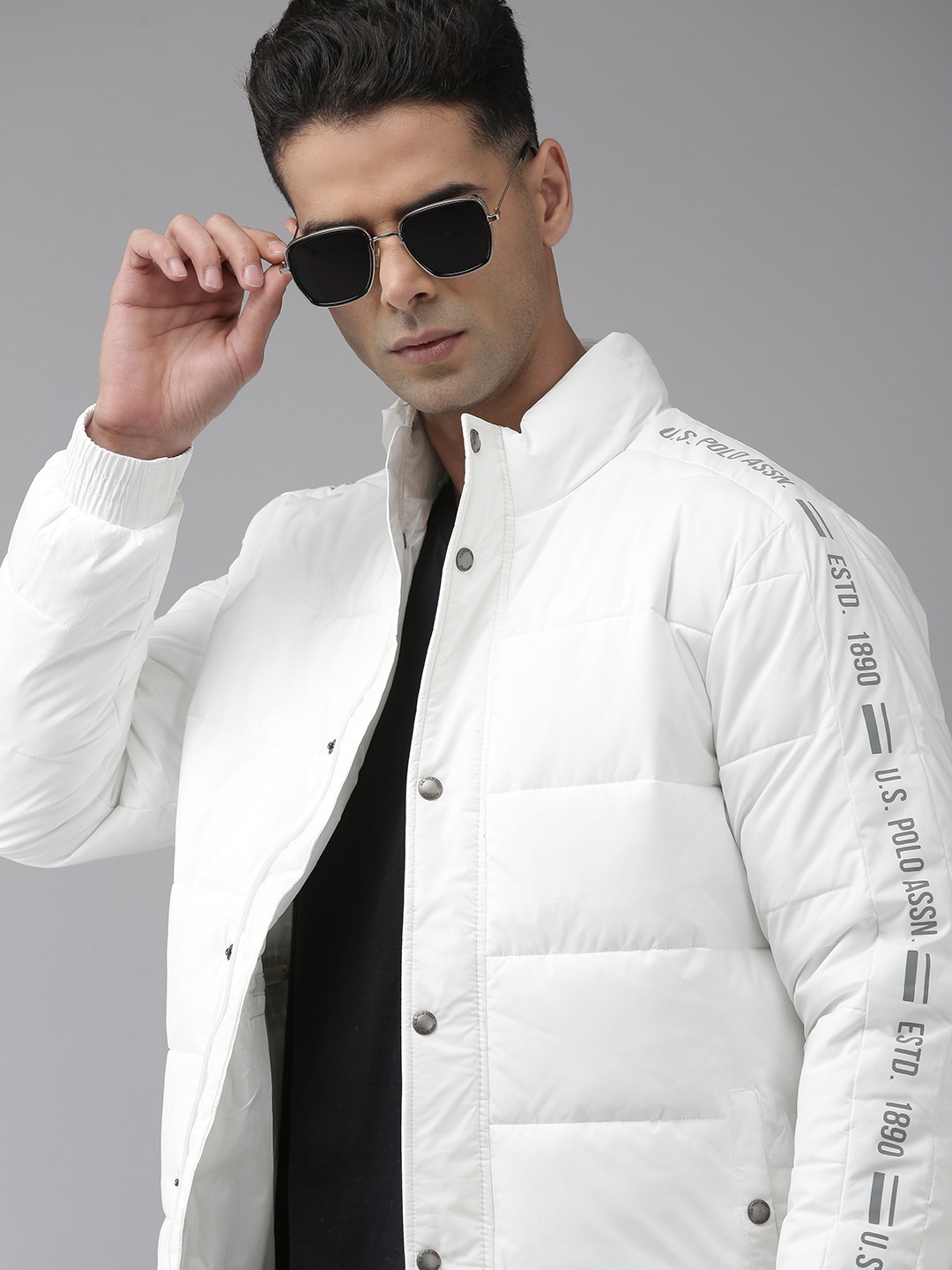 

U S Polo Assn Men White Solid Padded Jacket