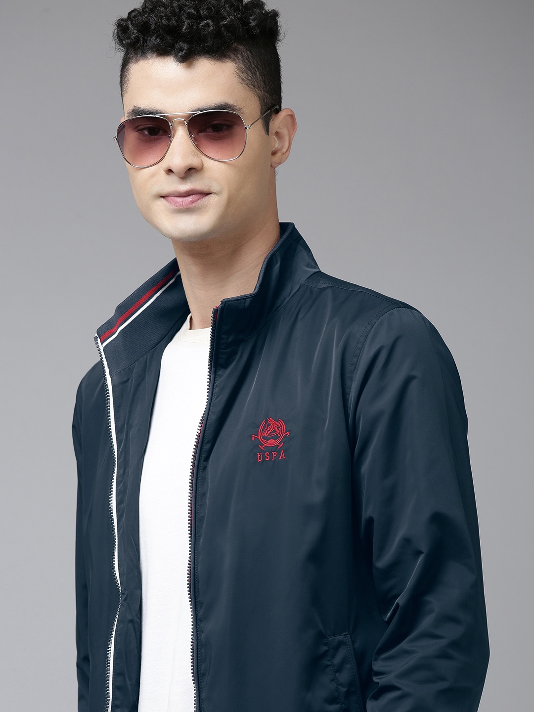 

U.S. Polo Assn. Men Navy Blue Bomber Jacket