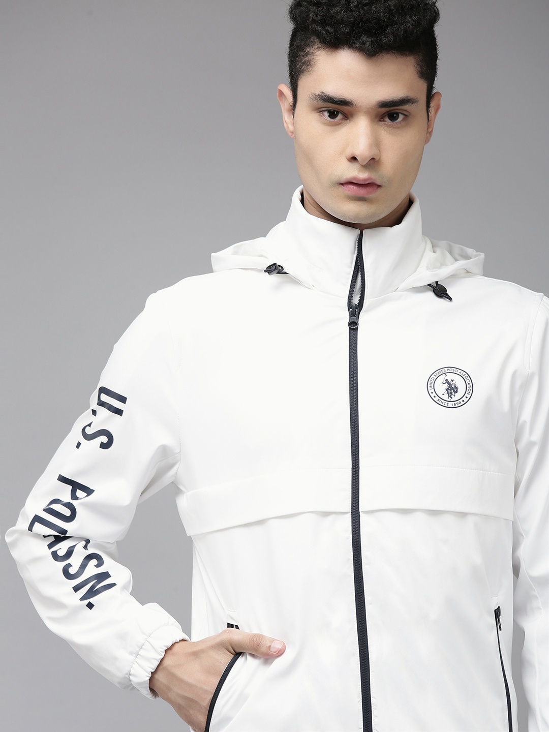 

U.S. Polo Assn. Men White Sporty Jacket