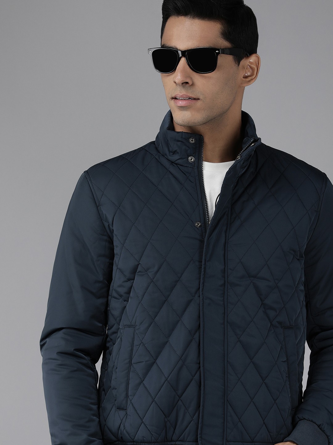 

U S Polo Assn Men Navy Blue Quilted Jacket