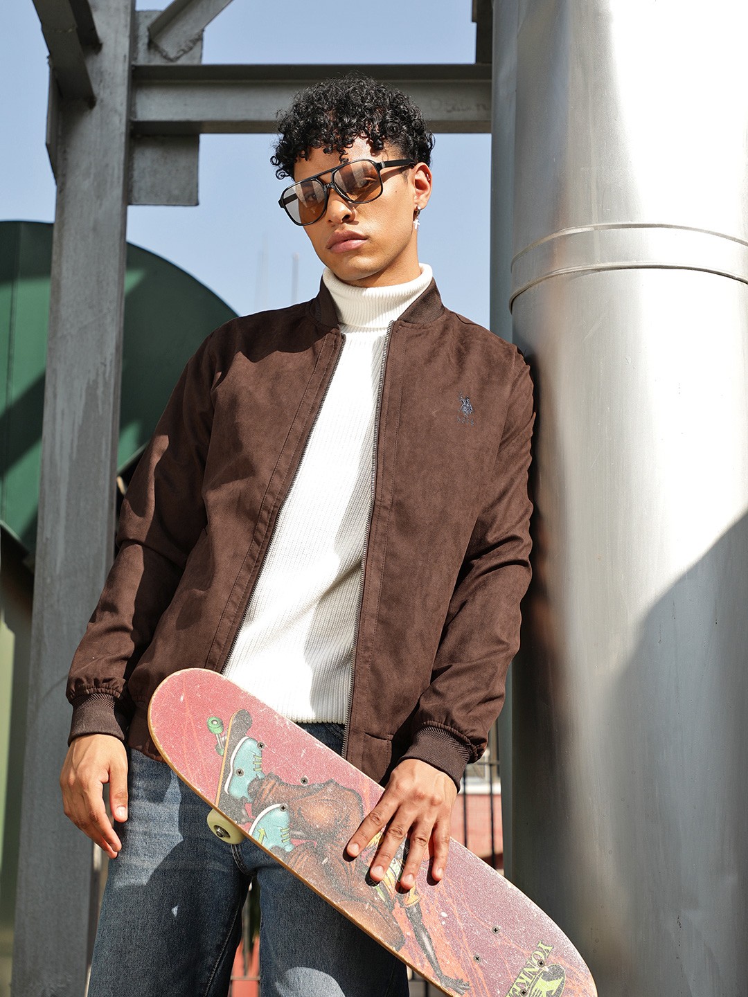 

U S Polo Assn Men Brown Solid Bomber Jacket