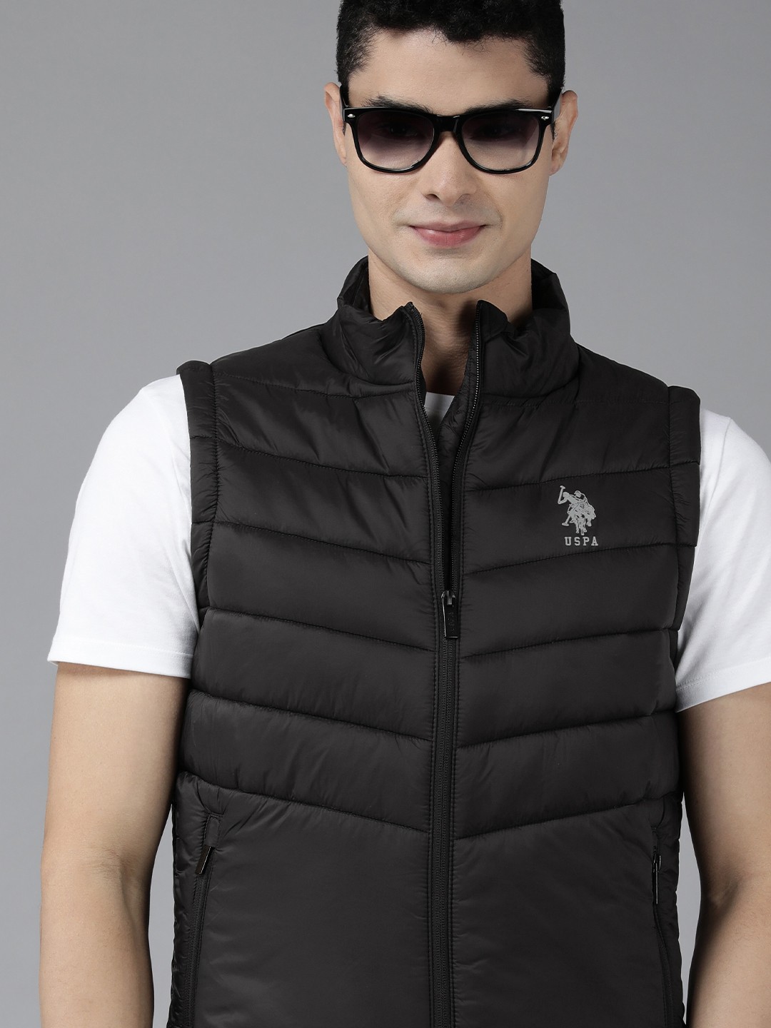 

U S Polo Assn Men Black Solid Padded Jacket