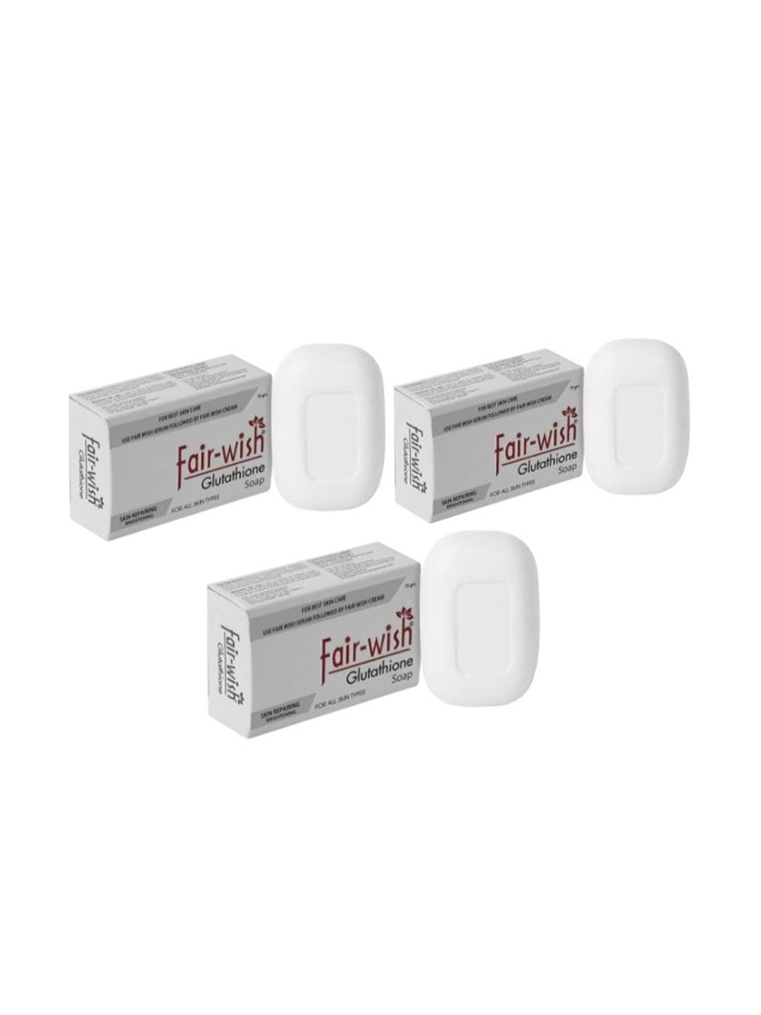 

Fair Wish Set of 3 Skin Repairing Brightening Glutathione Soap with Almond Oil - 75 g Each, White