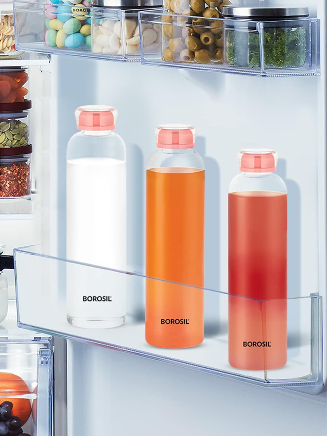

BOROSIL Transparent & Pink Solid Glass Water Bottle - 550 ml