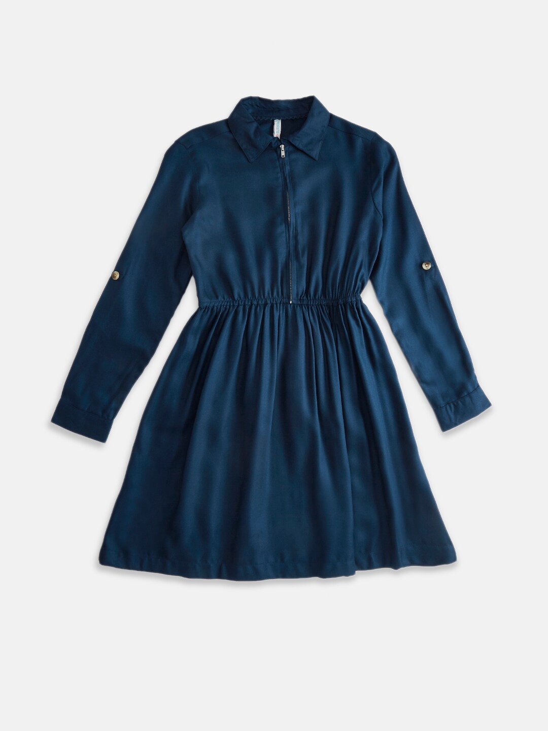 

Pantaloons Junior Girls Navy Blue Shirt Style Fit & Flare Dress
