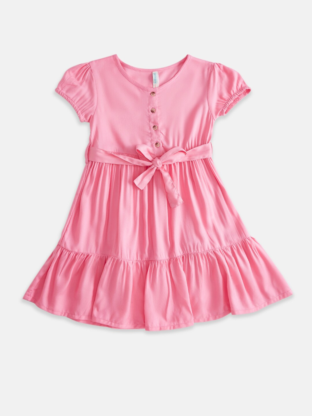 

Pantaloons Junior Pink Belted Fit & Flare Dress