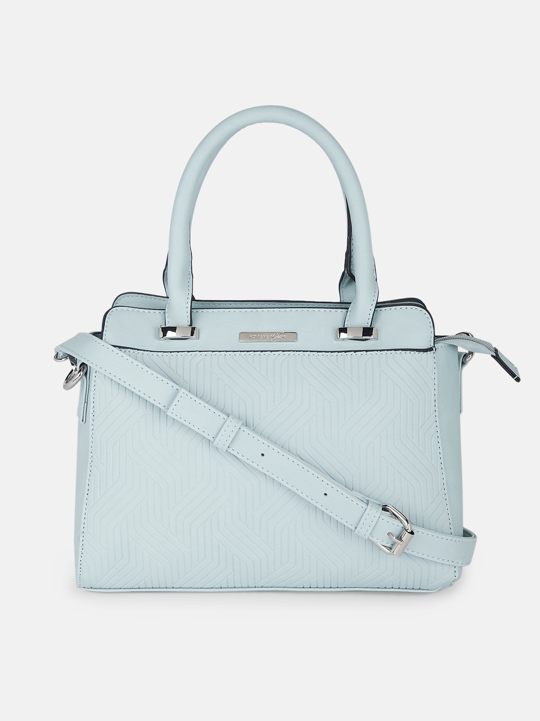 

Forever Glam by Pantaloons Blue Textured PU Structured Handheld Bag