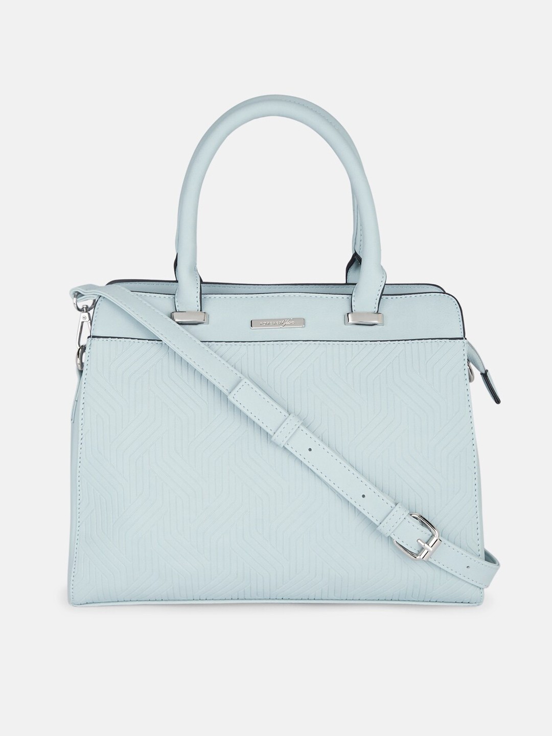 

Forever Glam by Pantaloons Blue Textured PU Structured Handheld Bag