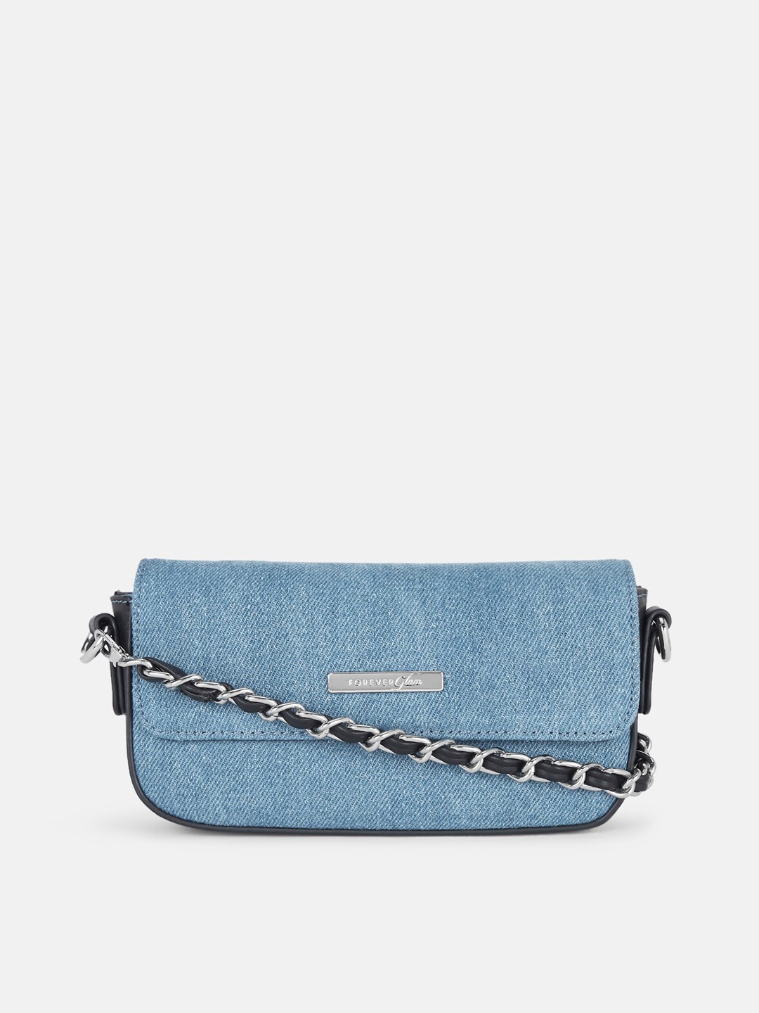 

Forever Glam by Pantaloons Blue Textured PU Structured Sling Bag