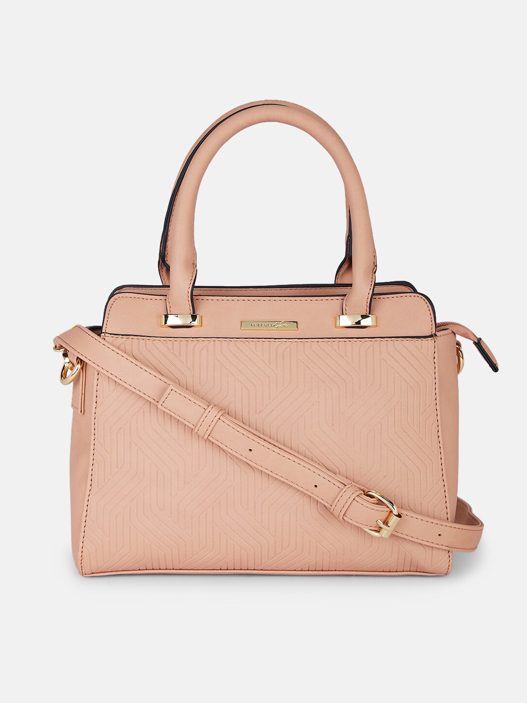 

Forever Glam by Pantaloons Pink Textured PU Structured Handheld Bag