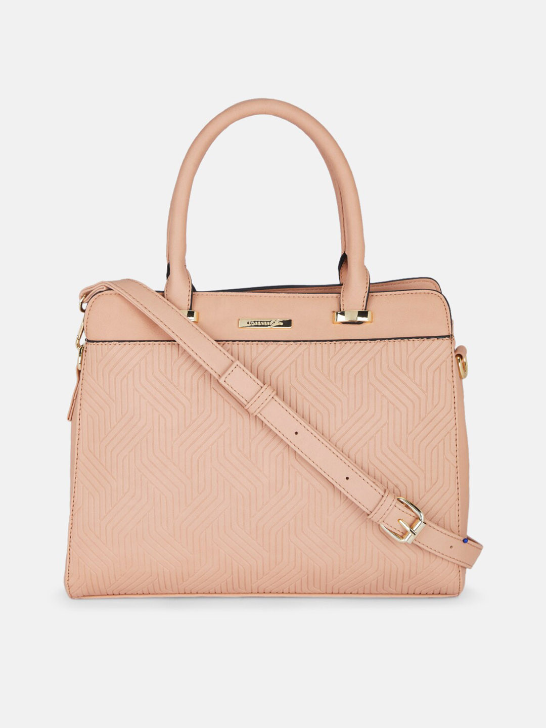 

Forever Glam by Pantaloons Pink Textured PU Structured Handheld Bag