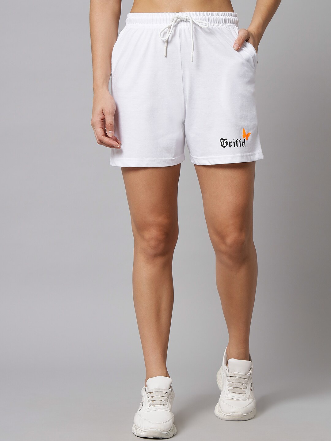 

GRIFFEL Women White Loose Fit Sports Shorts