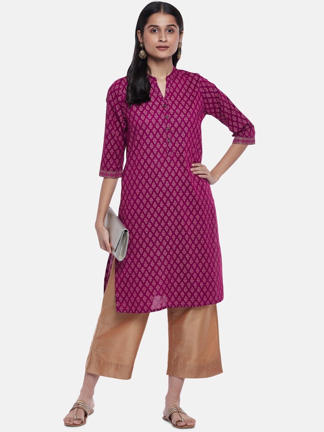 

RANGMANCH BY PANTALOONS Women Fuchsia Ethnic Motifs Printed Kurta