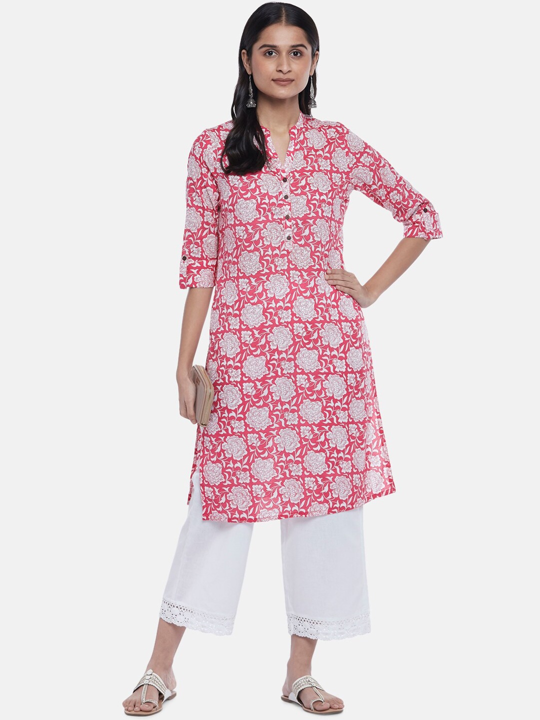

RANGMANCH BY PANTALOONS Women Coral Floral Printed Kurta