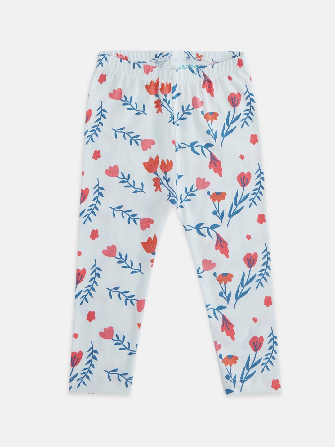 

Pantaloons Baby Infant Girls White & Orange Printed Ankle-Length Cotton Leggings