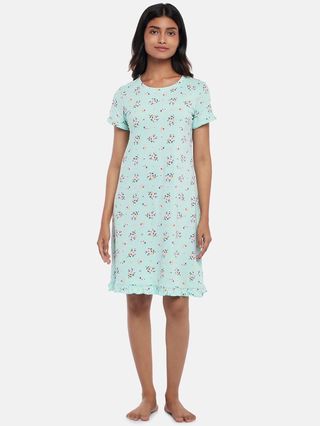 

Dreamz by Pantaloons Women Green Printed Nightdress